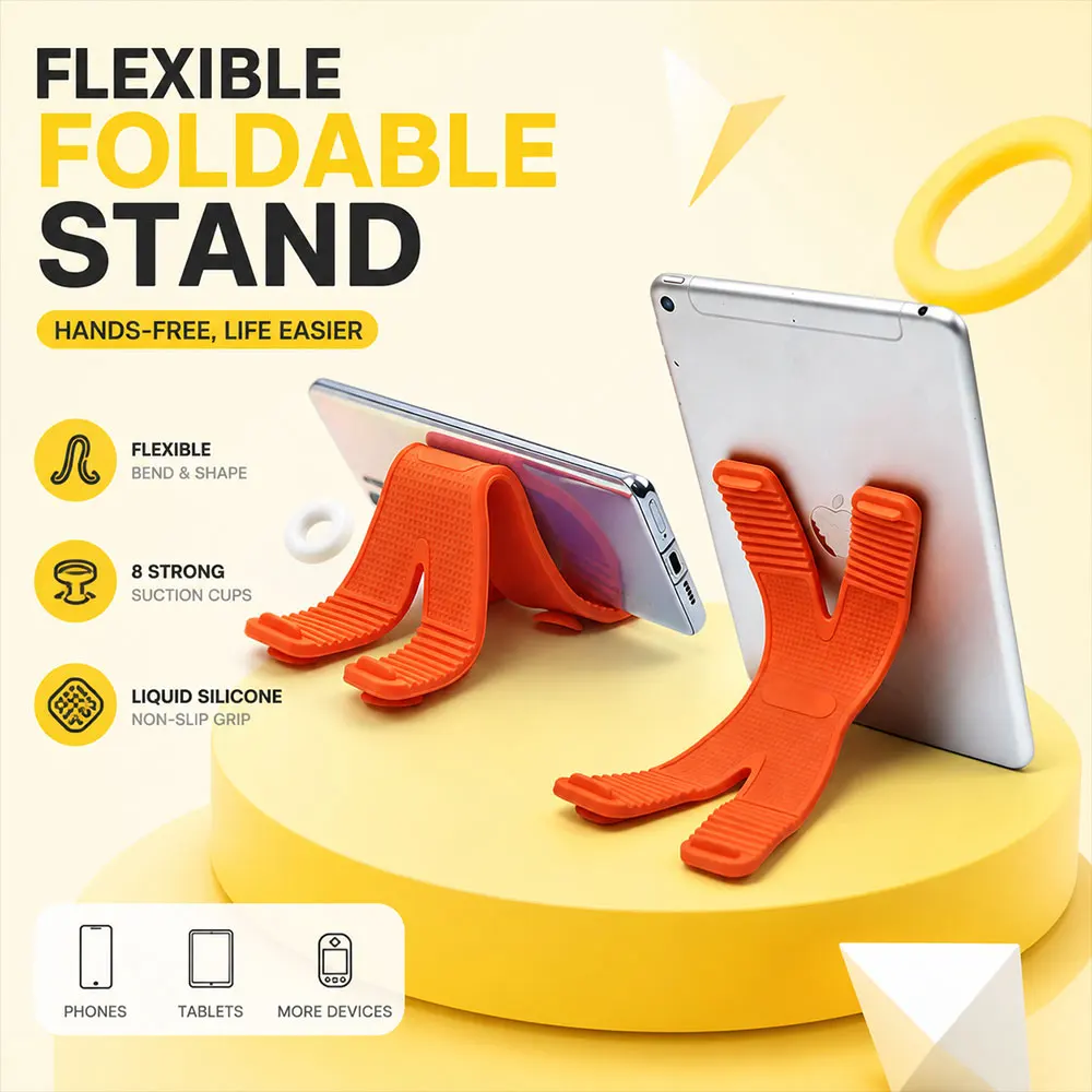 Support de téléphone à ventouse pour bureau, poignée forte, bras flexible en silicone, pliable, résistant aux rayures, flexible, pas d'installation requise.