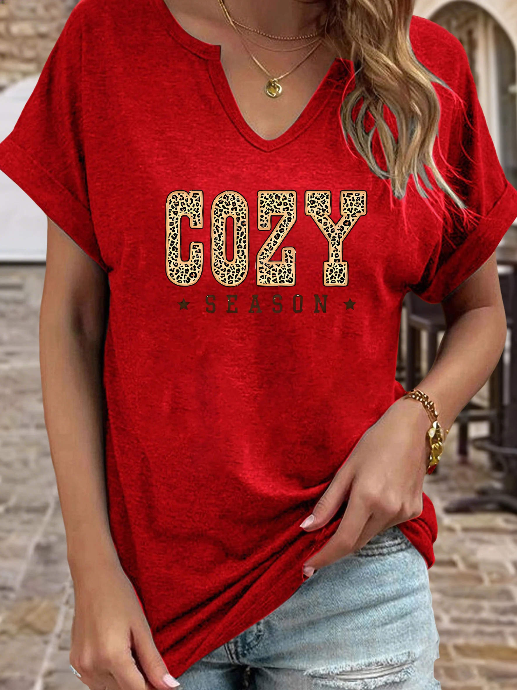 Women's Summer Crew Neck Short Sleeve T-Shirt, 