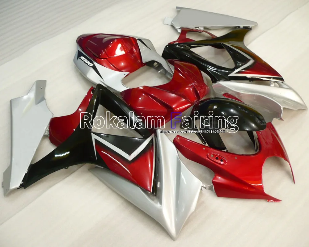 Motorbike Parts For Suzuki GSX-R1000 K7 07 08 GSXR1000 GSX R1000 GSXR 2007 2008 Silver Red Black Fairing(Injection molding)