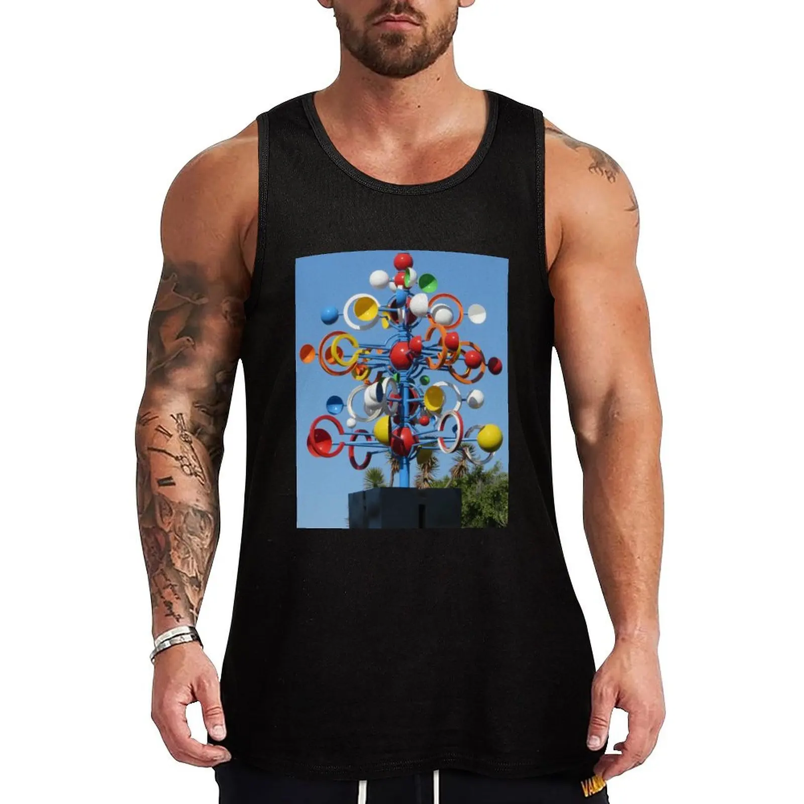 Cesar Manrique Circular Wind Sculpture Tank Top men gym sleeveless Men's t-shirts quick-drying t-shirt