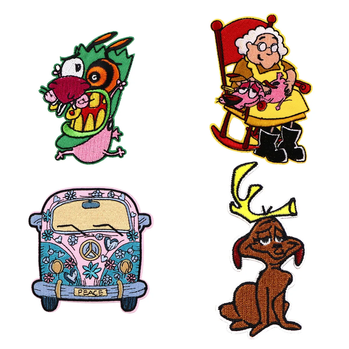 Funny Cartoon Embroidered Patches For Clothing DIY Badge Adhesive Pink Dog Patches Car Patches On Clothes Stickers Appliques