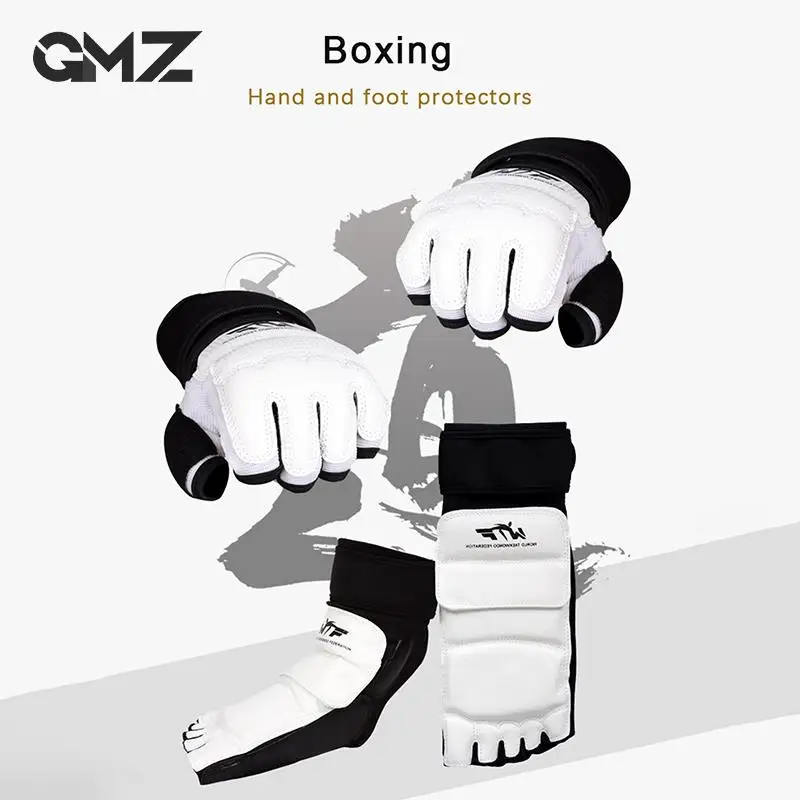 Guantes de mano de cuero para Taekwondo, Protector de muñeca para Karate, boxeo, artes marciales, calcetín Protector de Palma de mano para adultos y