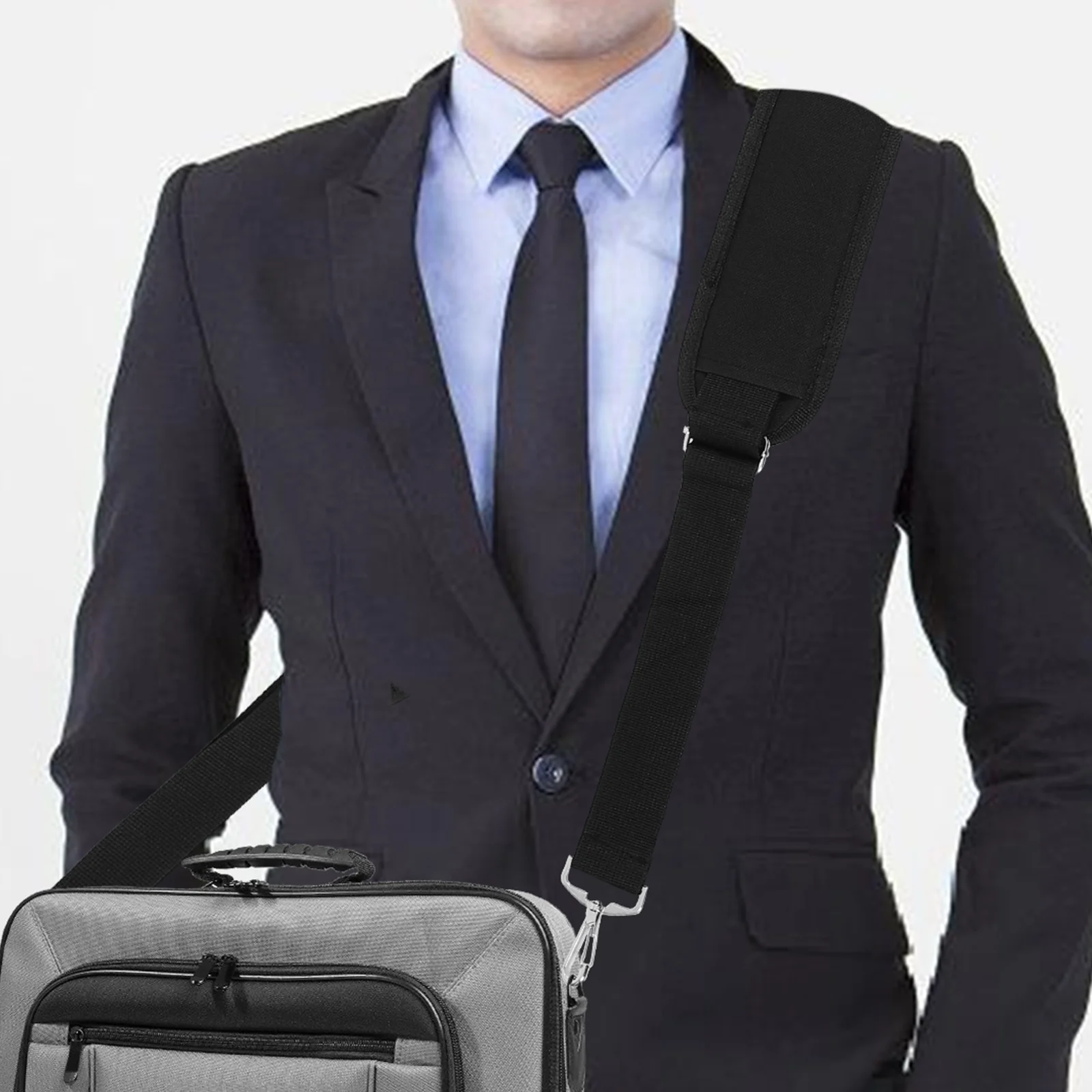 

Adjustable Crossbody Strap for Briefcase Bag Black Webbing Material Shoulder Pads Compatible with Laptop Handbag Tote