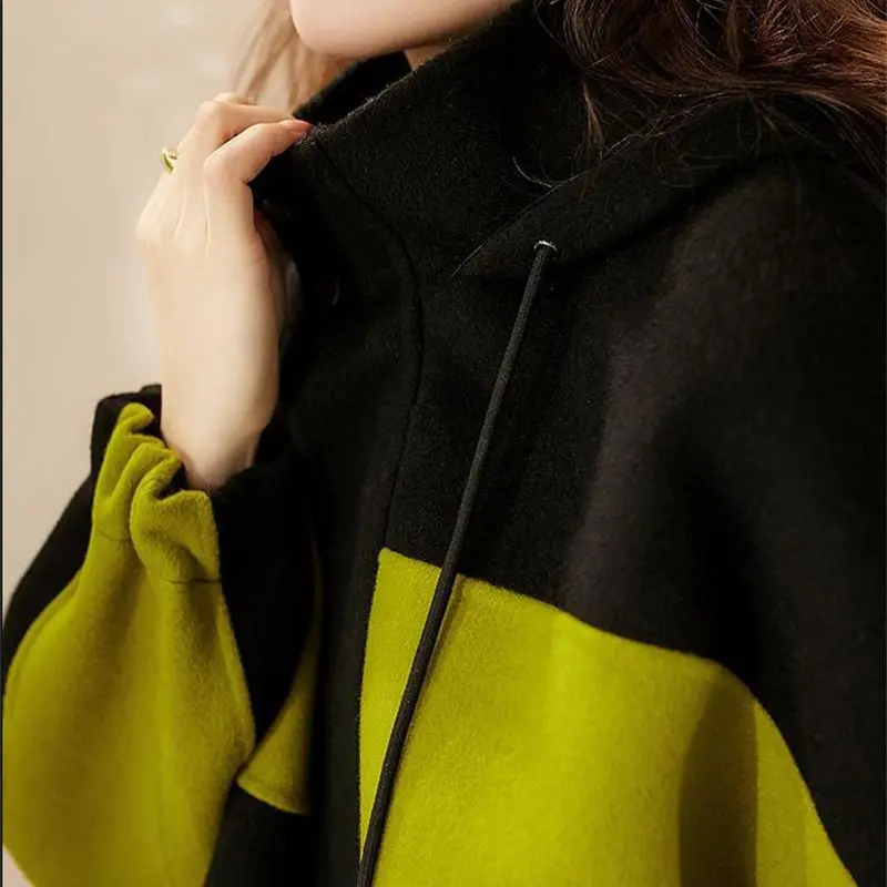 Match Color Hooded Coat Female 2023 Spring and Autumn Sports Leisure Fashion Everything With Loose Style Long-Sleeved Top Tide
