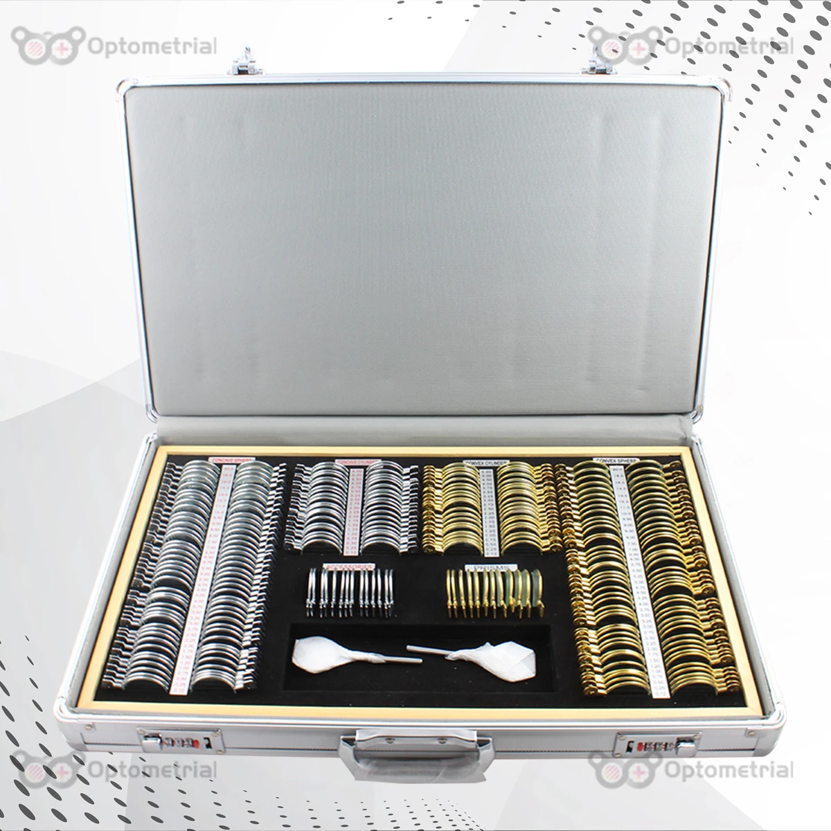 Optometric Premium Trial Lens Set MT266-A8 266pcs Rim Full Aperture 36mm Golden and Silver Colored Rim MT266-A8GS ShipFromPoland