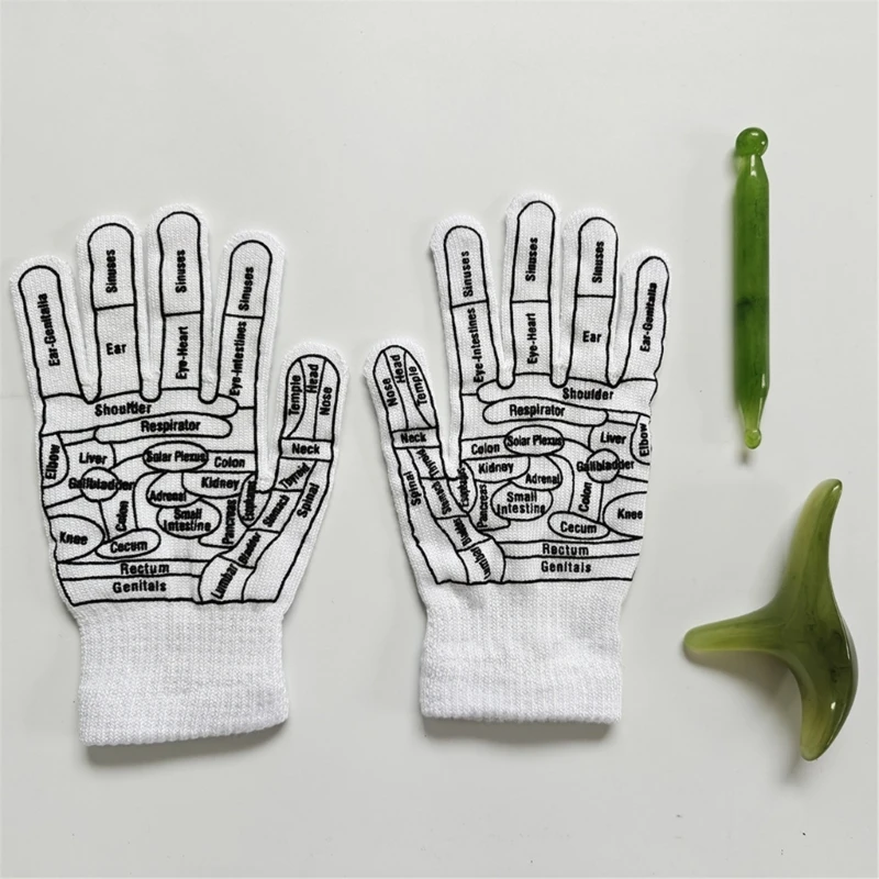 

Hand Reflexology Tool Thickened Cotton Acupressures Reflexology Gloves Hand Physiotherapys Gloves with Acupoints Print