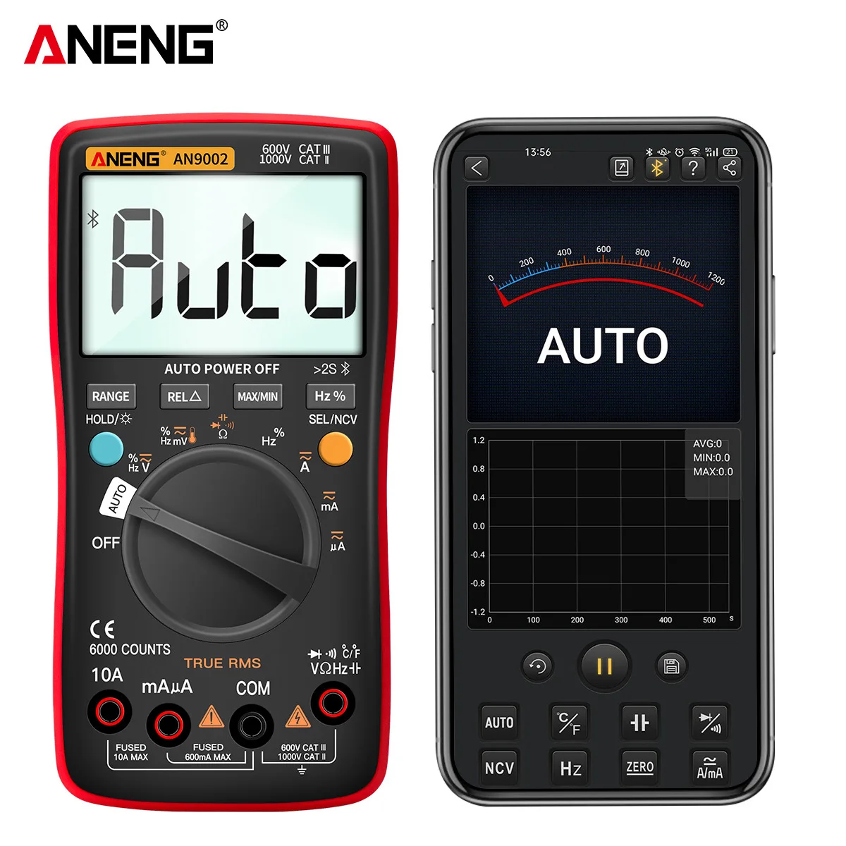 Aneng An9002 Bluetooth App Smart Anti-Burn Multimeter Anti-Burn Remote Data Monitoring Online Weerstand Power