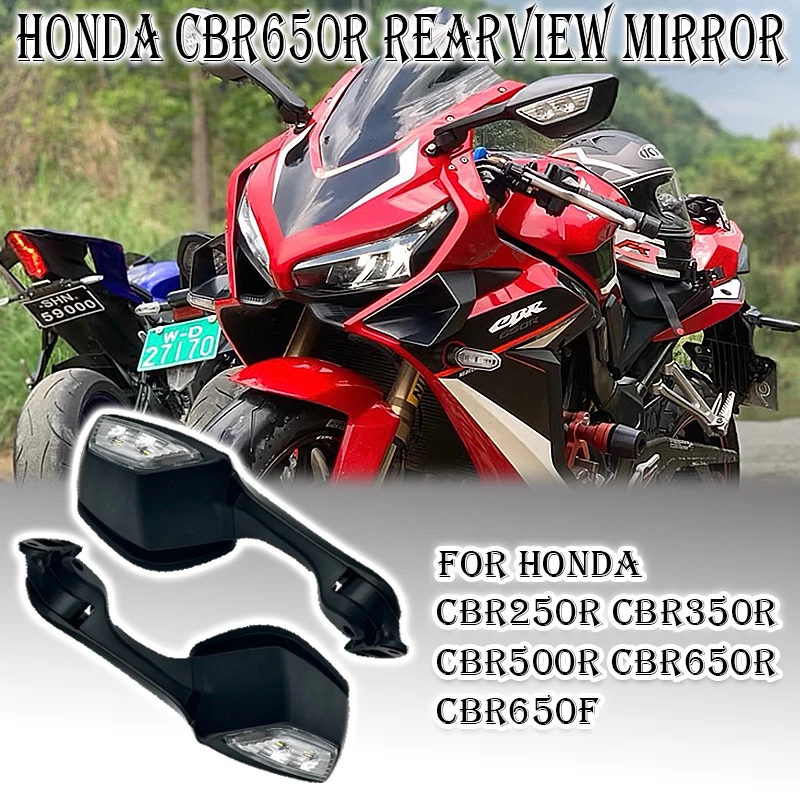 

For Honda CBR250R CBR300R CBR500R CBR650R CBR650F Rearview Mirror W/ Turn Signal Light CBR250 CBR300 CBR500 CBR650 R/F Mirrors