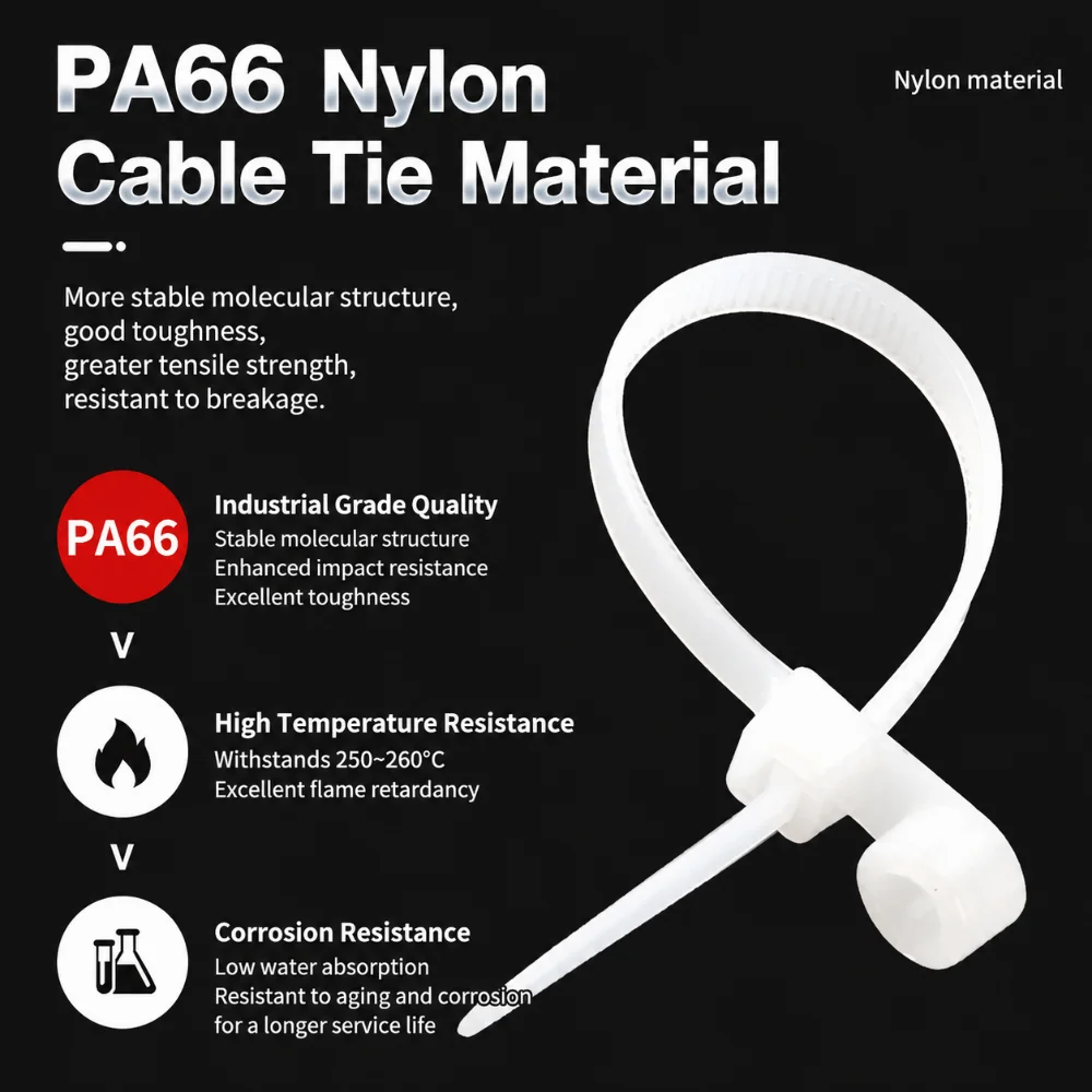 100Pcs Nylon Cable Tie Gear Screw Fix Hole Self Lock Buckle Wire Sort Accessory Multi Wire Wrap Hard Plastic Shell