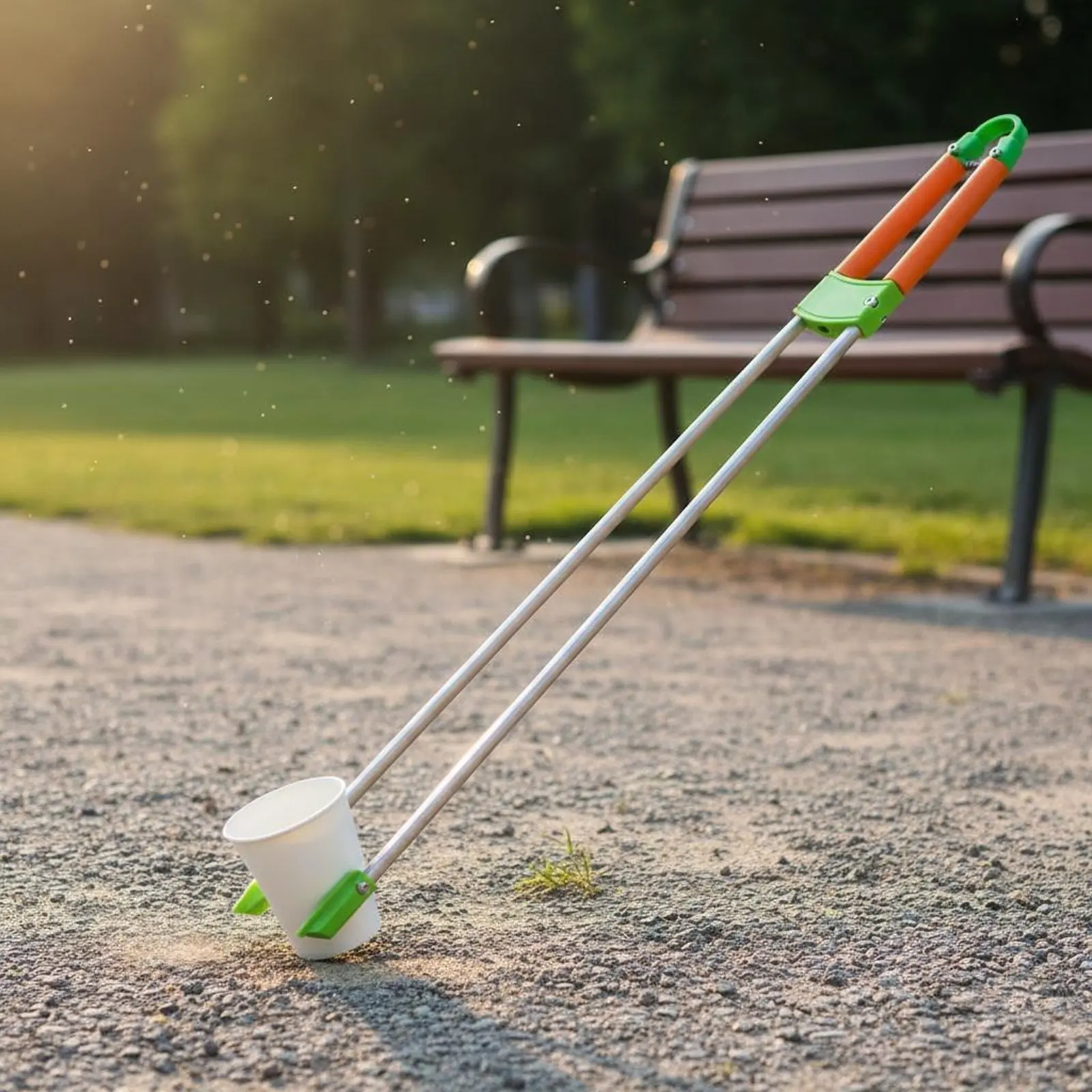 Double Rod Picker Multifunctional Trash Picker Garbage Clamp No Bending Litter Pickup Tool Easy Pick up for Seniors