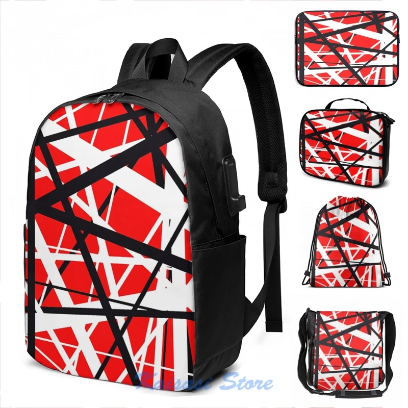 Funny Graphic print EVH Frankenstrat USB Charge Backpack men School bags Women bag Travel laptop bag