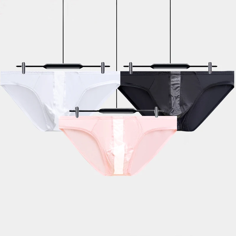 

﻿ 2 шт. сексуальных мужских трусов-бикини из модала, однотонные, прозрачные, дышащие, впитывающие пот, мужские шорты.