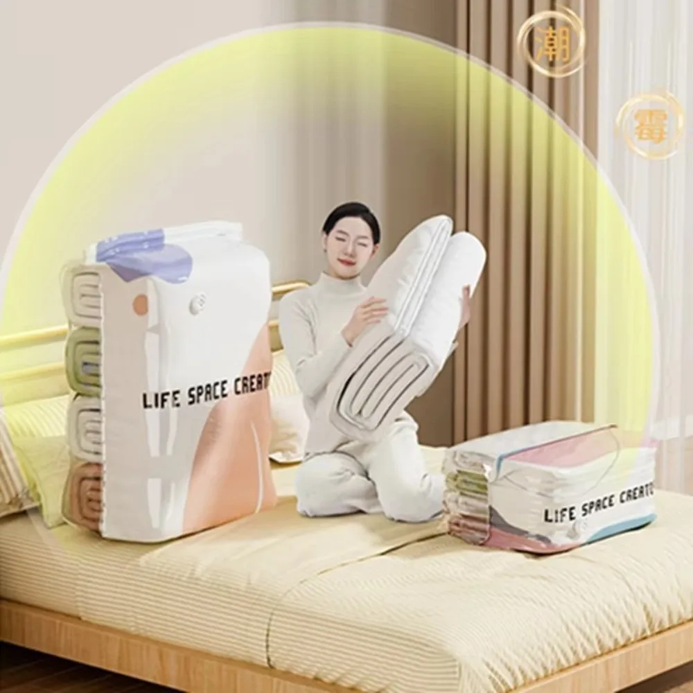 Press & Seal Vacuum Storage Bags Space Saving Cube Compression Storage Compression Bag Reusable Compression Desig
