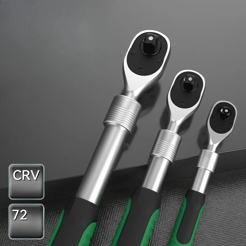 72 Teeth Extended and Retractable Ratchet Quick Wrench  Industrial Grade Large, Medium and Small Quick Release Ratchet Wrench