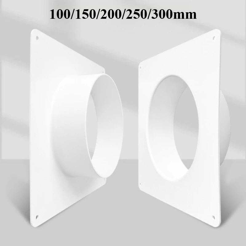Square to Round Plastic Duct Flange, Wall Mount Vent Pipe Adapter, Exhaust Duct Connector for Ventilation System