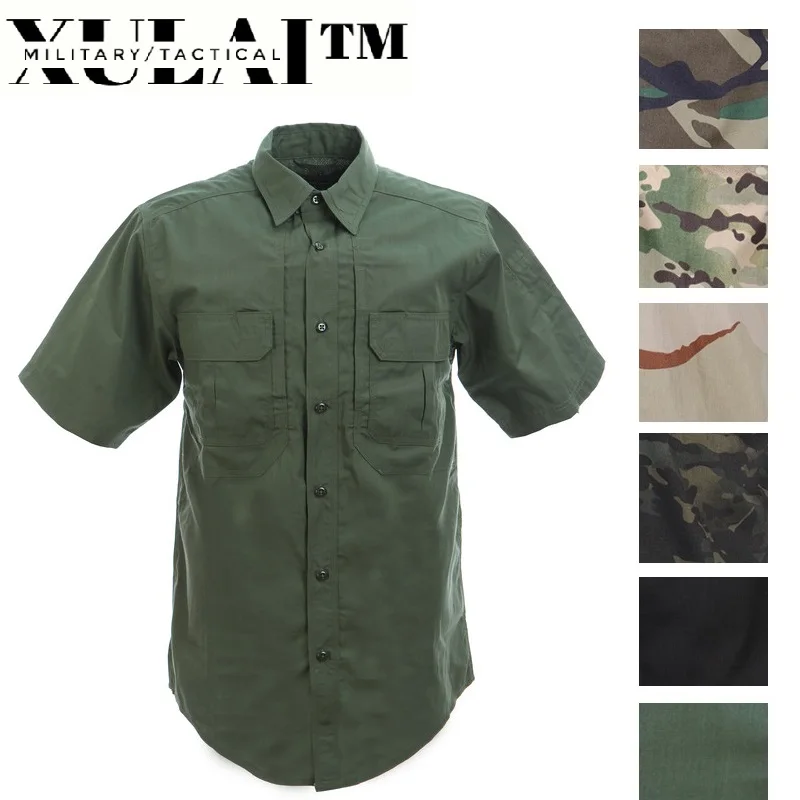 7 Colors Summer Shirt Solid Wholesale Security Guards Officer Uniforms Army Green Men's Shirt