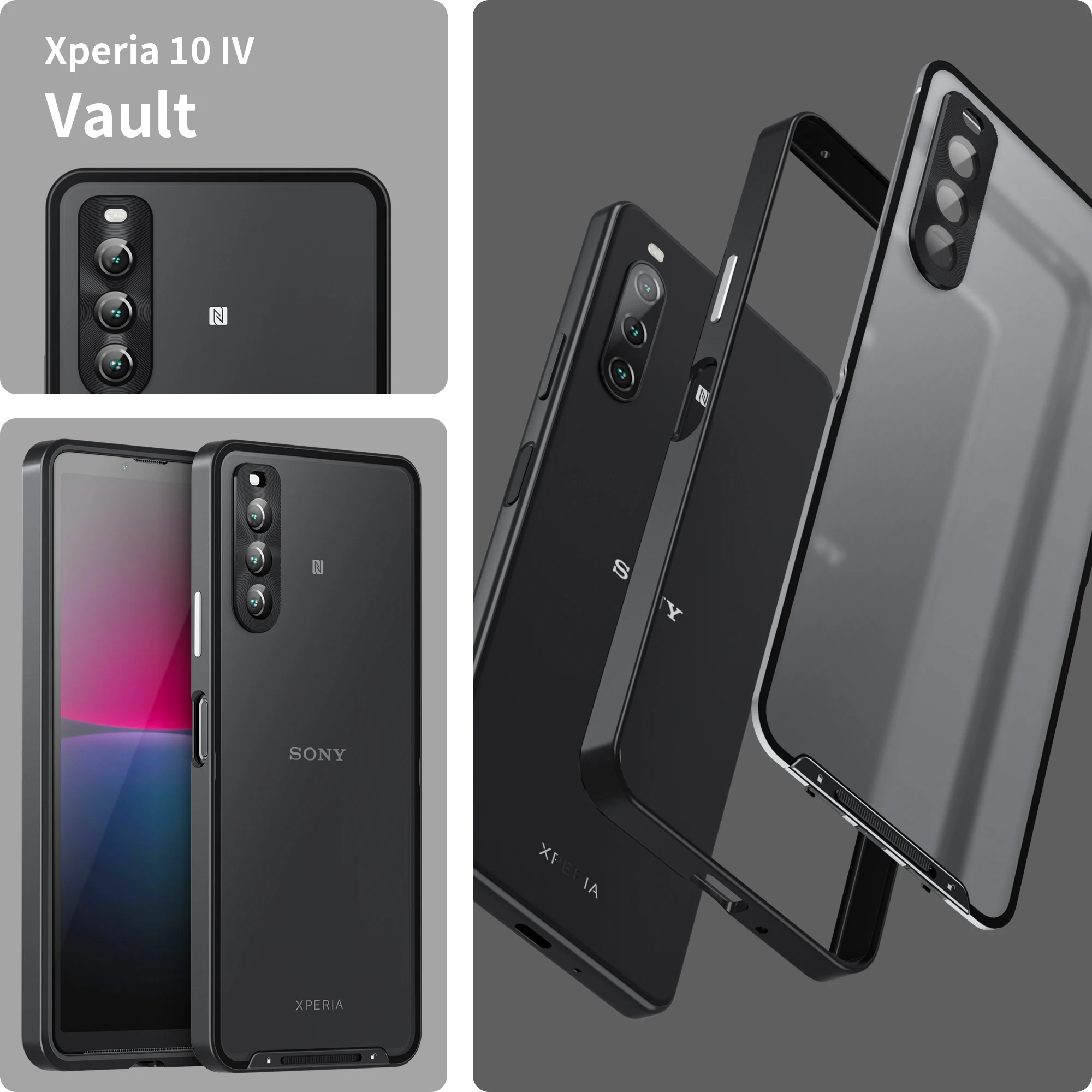 For Sony Xperia 1 IV Ultra-thin All-inclusive Metal Frame Case For Xperia 10 IV Metal bezel frosted cover lens protection Cover