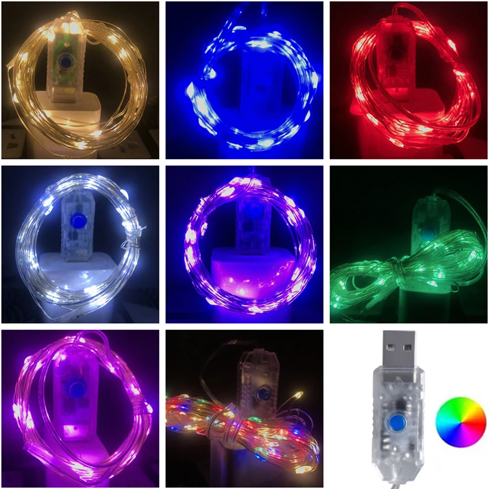 USB LED String Lights Copper Wire waterproof Fairy Garland Light 8 Modes Outdoor Twinkle Lights Christmas New Year Decoration