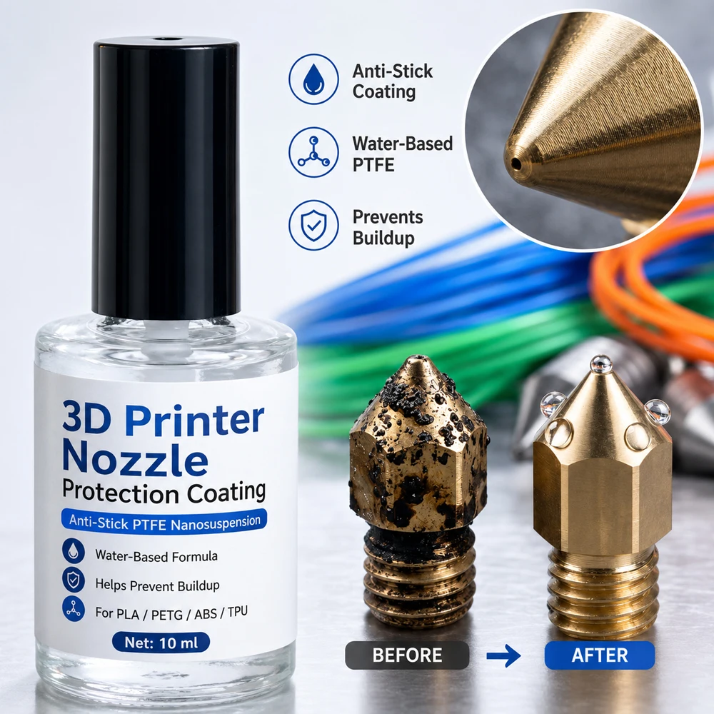 3D Printer Nozzle Protection Coating for Plastic Repellent Paint, Anti Stick 3D Printer Nozzle Coating for PLA, PETG, ABS, TPU