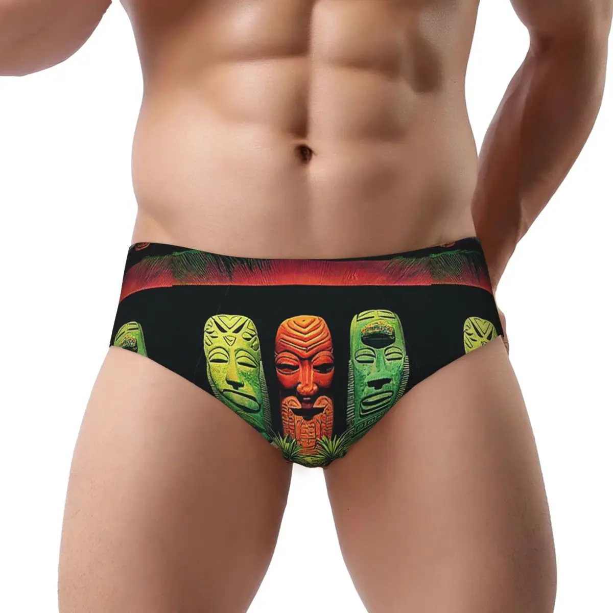 

Garden Of Tikis Tiki Mask Male Triangle Panties Ventilate Boxer Underpants Short Underwear for Homme Man Boyfriend Gifts