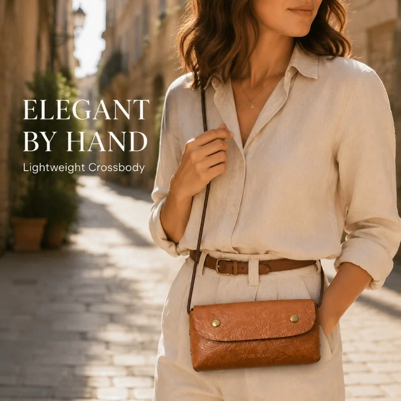Genuine Leather Women Small Square Bag Handmade Embossed Cowhide Shoulder Crossbody Phone Coin Purse Personalized Gift
