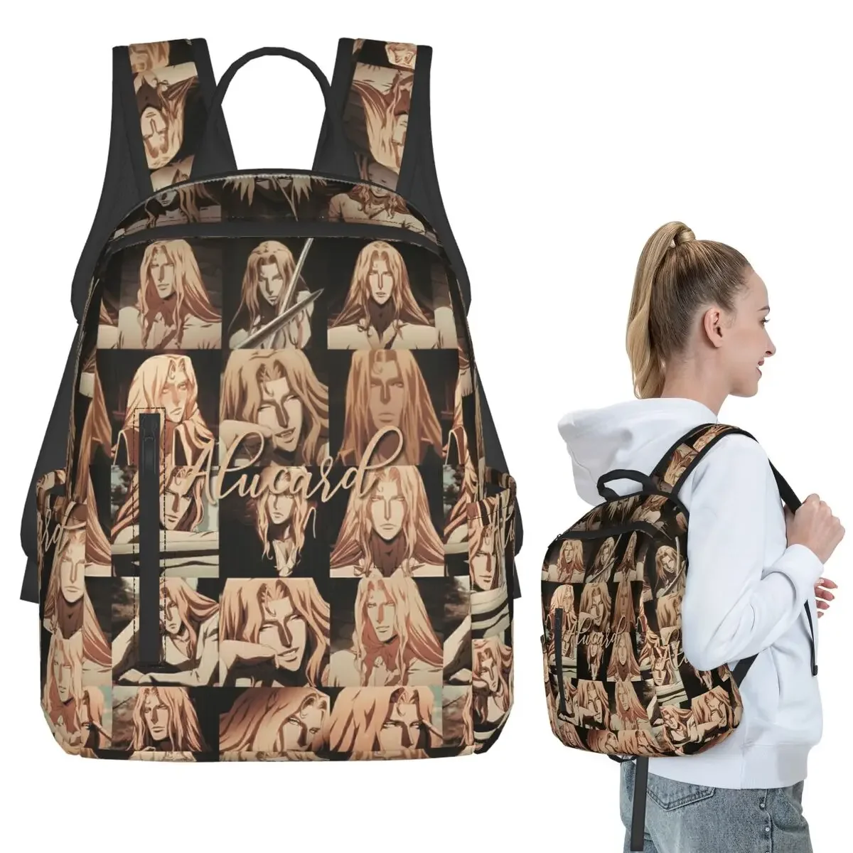 

Alucard Castlevania Backpack Student Boys Girls BookBag Kids School Bag Computer Shoulder Bags for Men Women