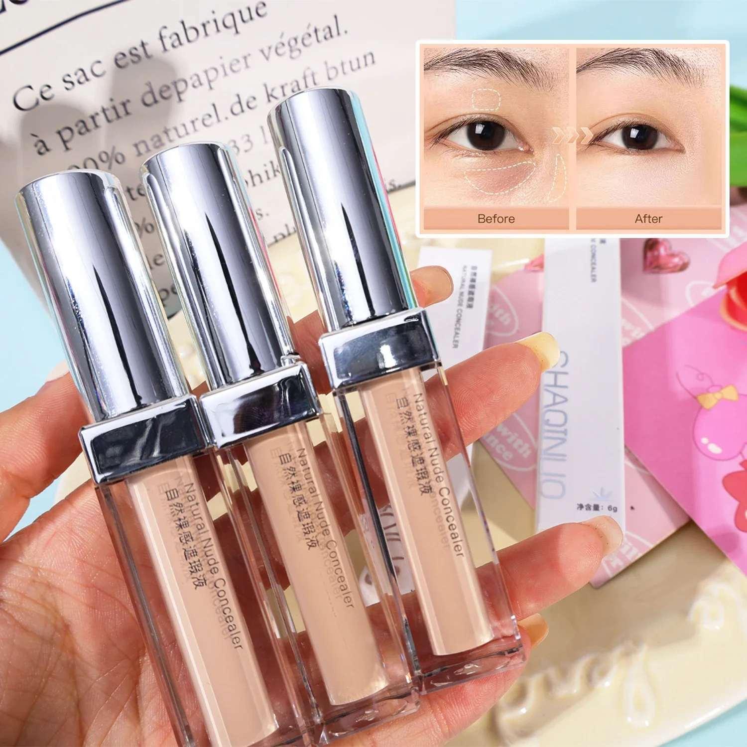 Crema correctora líquida, maquillaje resistente al agua, hidratante, brillo, cubierta de larga duración, acné, ojeras, base cosmética facial