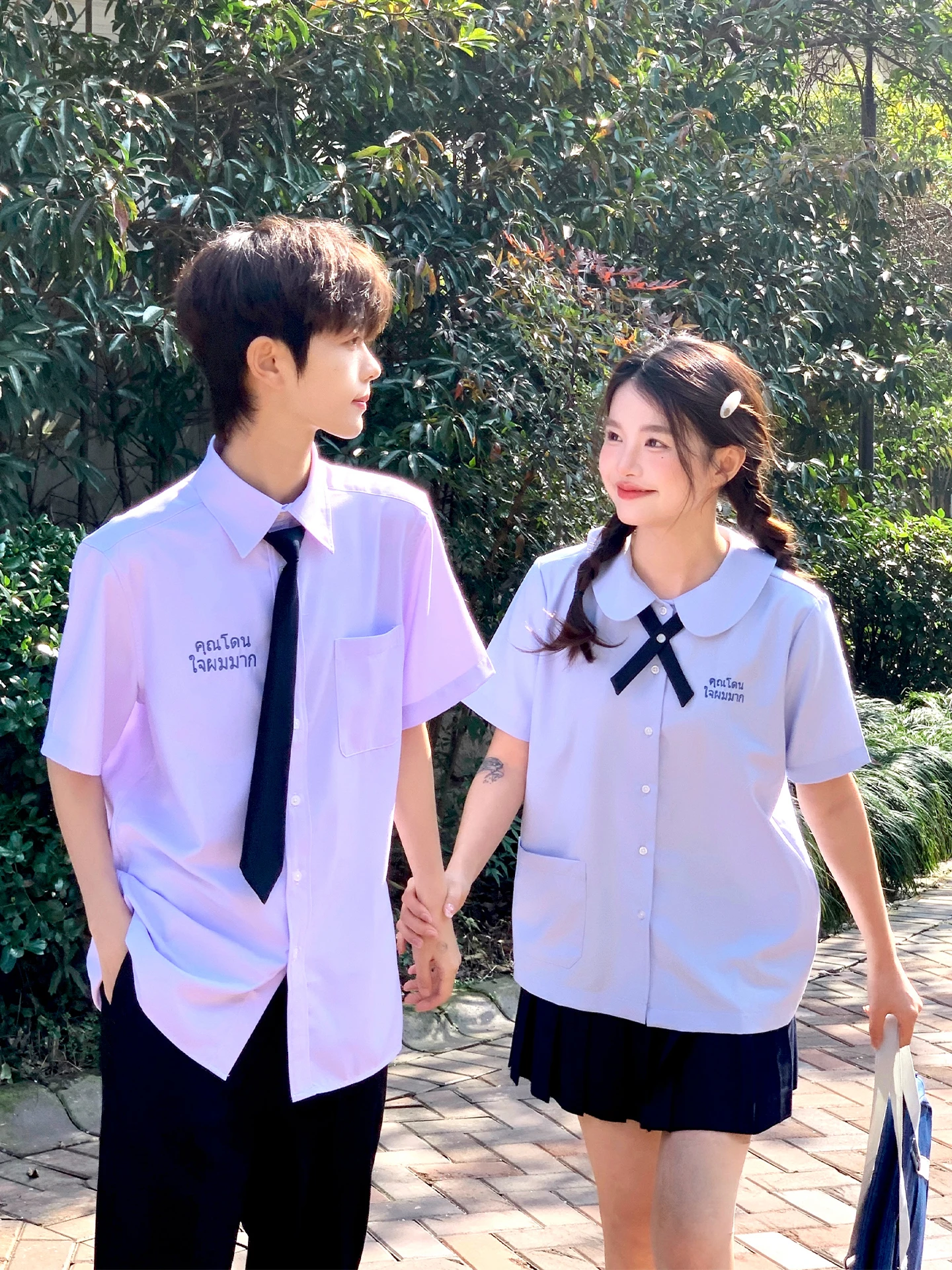 

Tokyo Annual Record JK Uniform Thai Style School Uniform Summer Short Sleeve Shirt Graduation Season Couple Set Women's Shirt