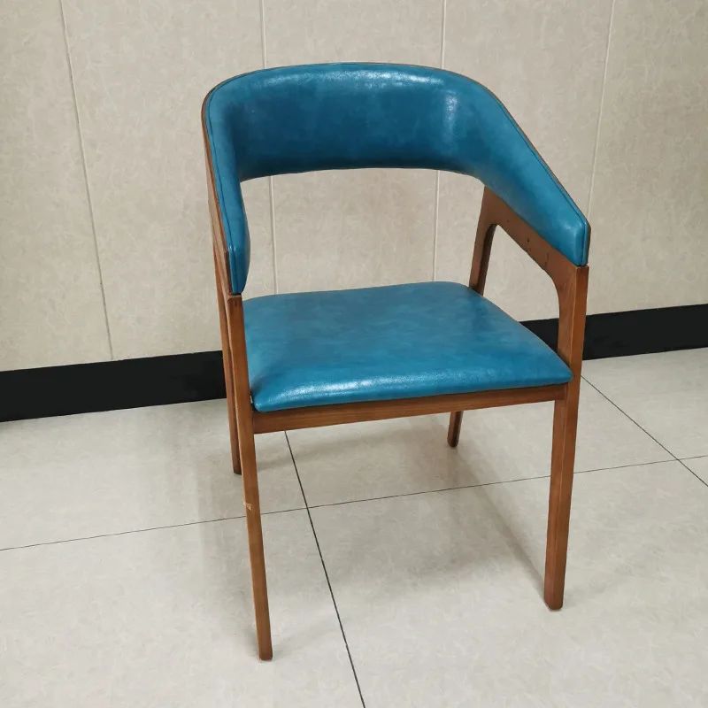 Foshan source manufacturer solid wood dining chair, hotel restaurant PU soft bag back chair, commercial modern Nordic solid wood