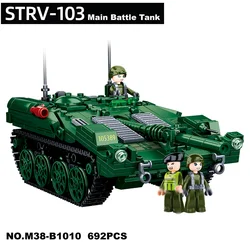 Sulban 692PCS WW2 Military Army Weapon Swedish Strv103 Main Battle Tank Building Blocks Monld DIY Bricks Toys Kids Boys Gift