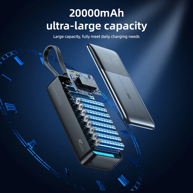 VYVYLABS 20000mAh CCC قوة البنك 100 واط شاشة ديجيتال شحن سريع Powerbank بطارية خارجية محمولة مع كابل آيفون 17 #2