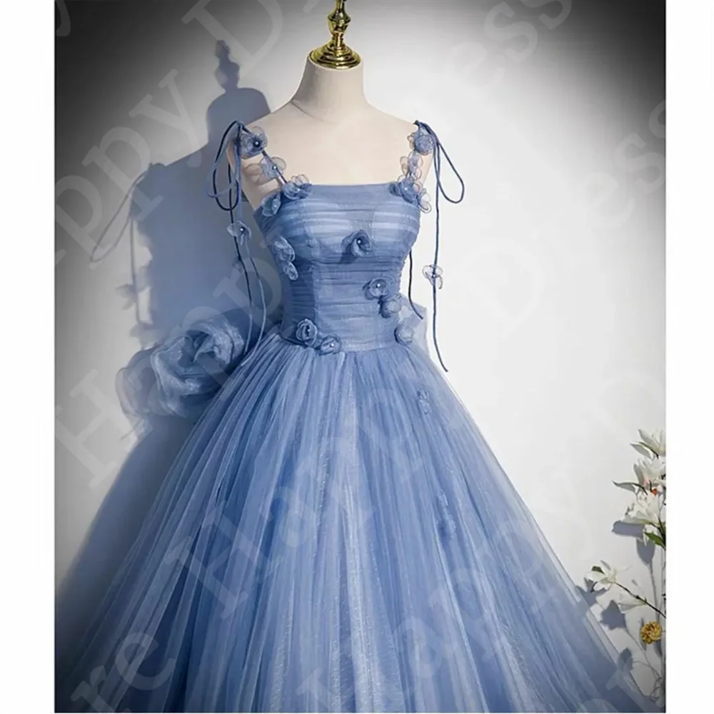 Vestido com renda em linha A com flores, cintas, vestido de formatura, vestido de princesa, festa de aniversário, graduação, casamento