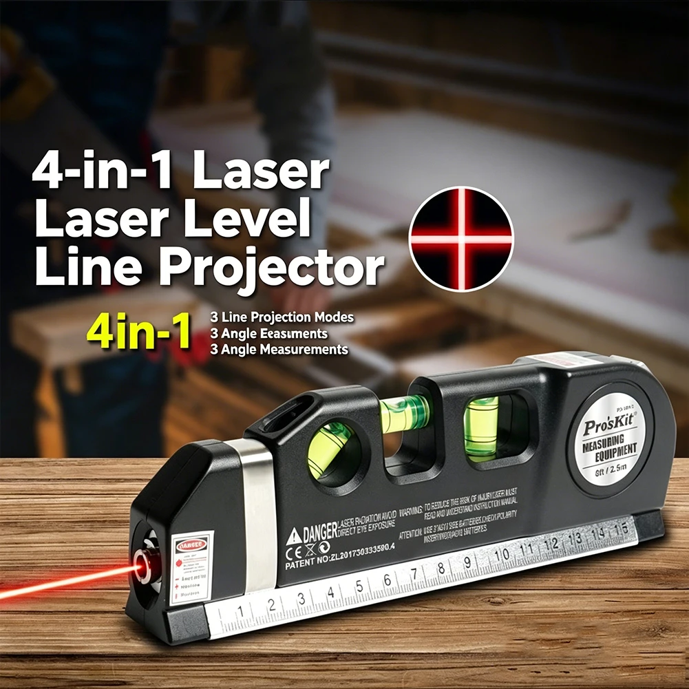 Vertical Horizontal Laser Level Tape Adjustable Multi-function Standard Steel Ruler Cross Lines Measuring Instrument