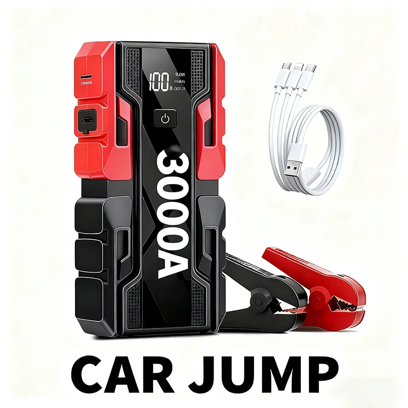 

12V Portable Car Jump Starter: 99800mAh Large Capacity Lithium Booster for 8.0L Gas & 5.5L Diesel Engines