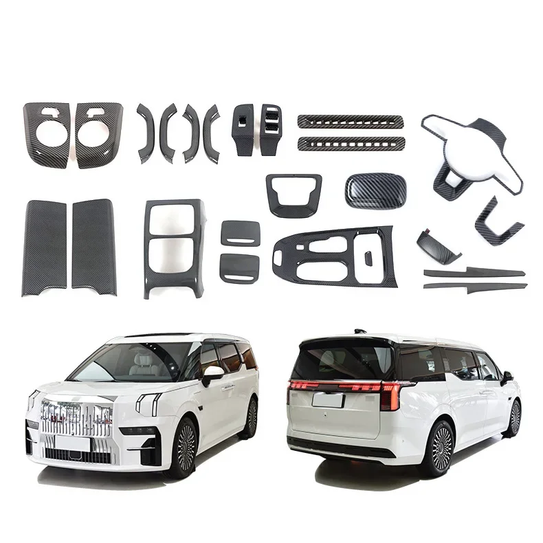 ABS Carbon Fiber Interior Kit Dashboard Center Console Gear Shift Panel Cover Trim Stickers For ZEEKR 009 2022 2023 2024 2025