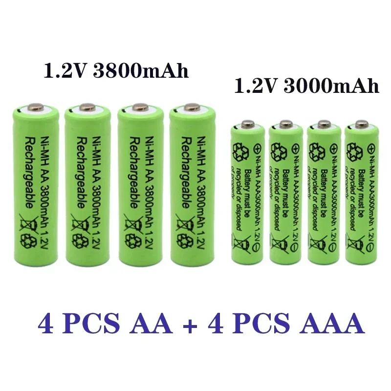 Batterie aste, 1,2 V, AA, 3800mAh, NI-laissée, Akkus, AAA, 3000 mAh