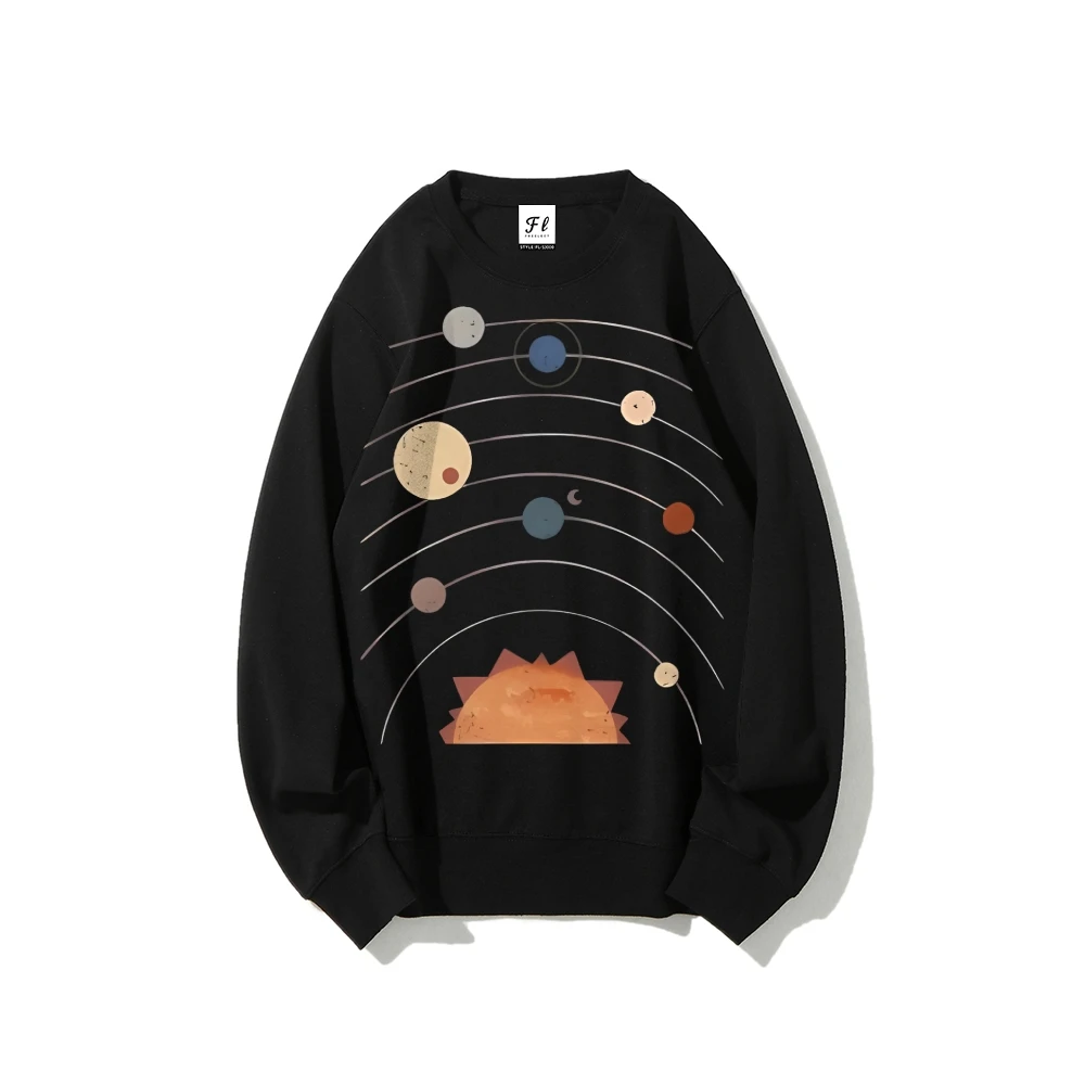 태양계 운동복 행성 그래픽 가을 겨울 캐주얼 느슨한 긴 소매 교육 예술적 유행 천상의