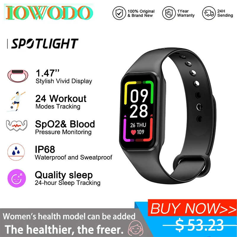 IOWODO Smart Watch for Men Women Calorie Counting Smartwatch Pedometer 1.47