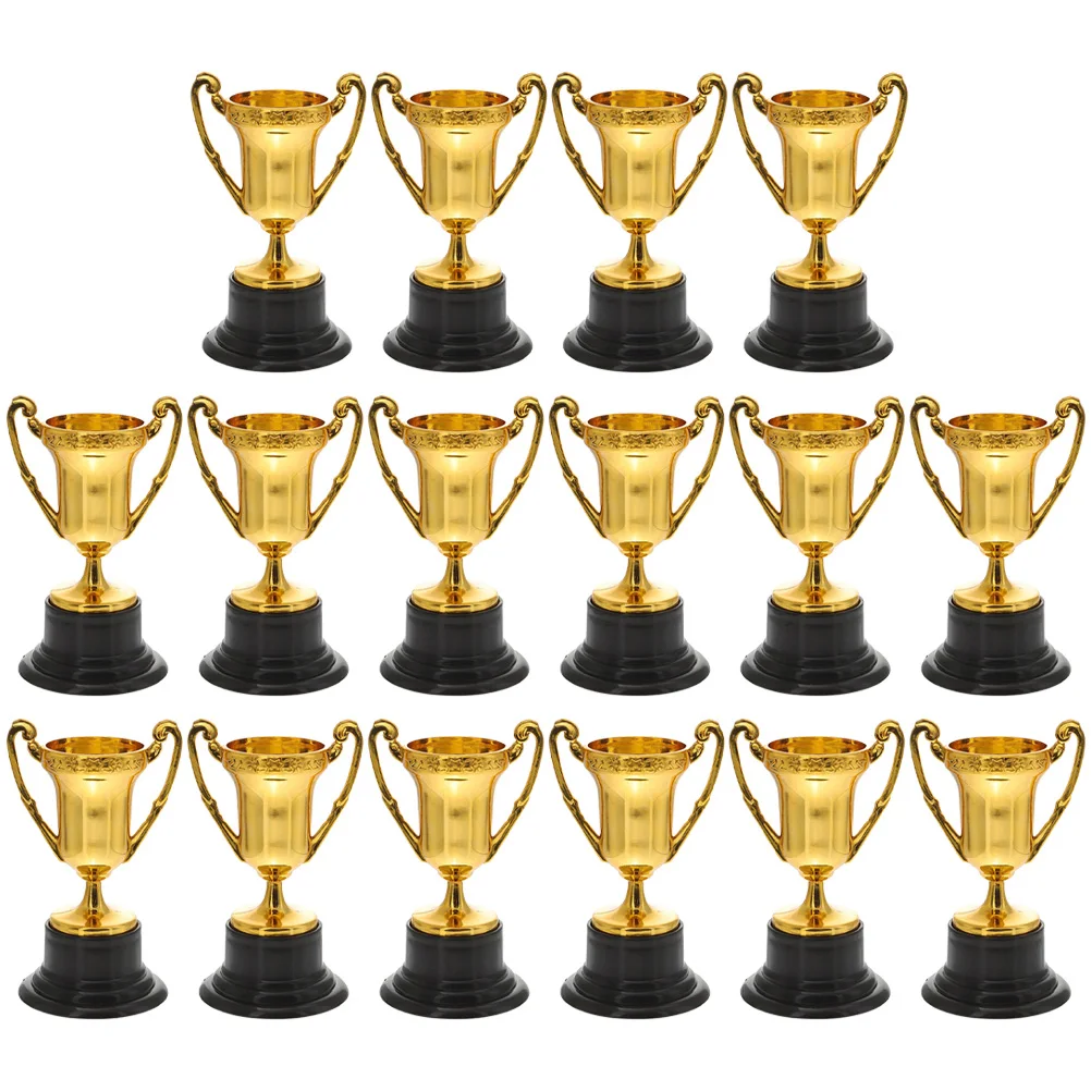 16Pcs Kids Trophy Model Small Plastic Trophy Kids Party Prop Plastic Trophy Kids Toy Mini Trophy Children'S Bonus Toy With Base