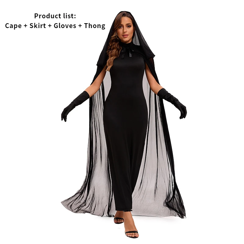 Halloween Cosplay Dresses Ghost Witch Costume Stage Show Costume  Vampires Cloak Cape Dress Performance Clothing Party Clothes