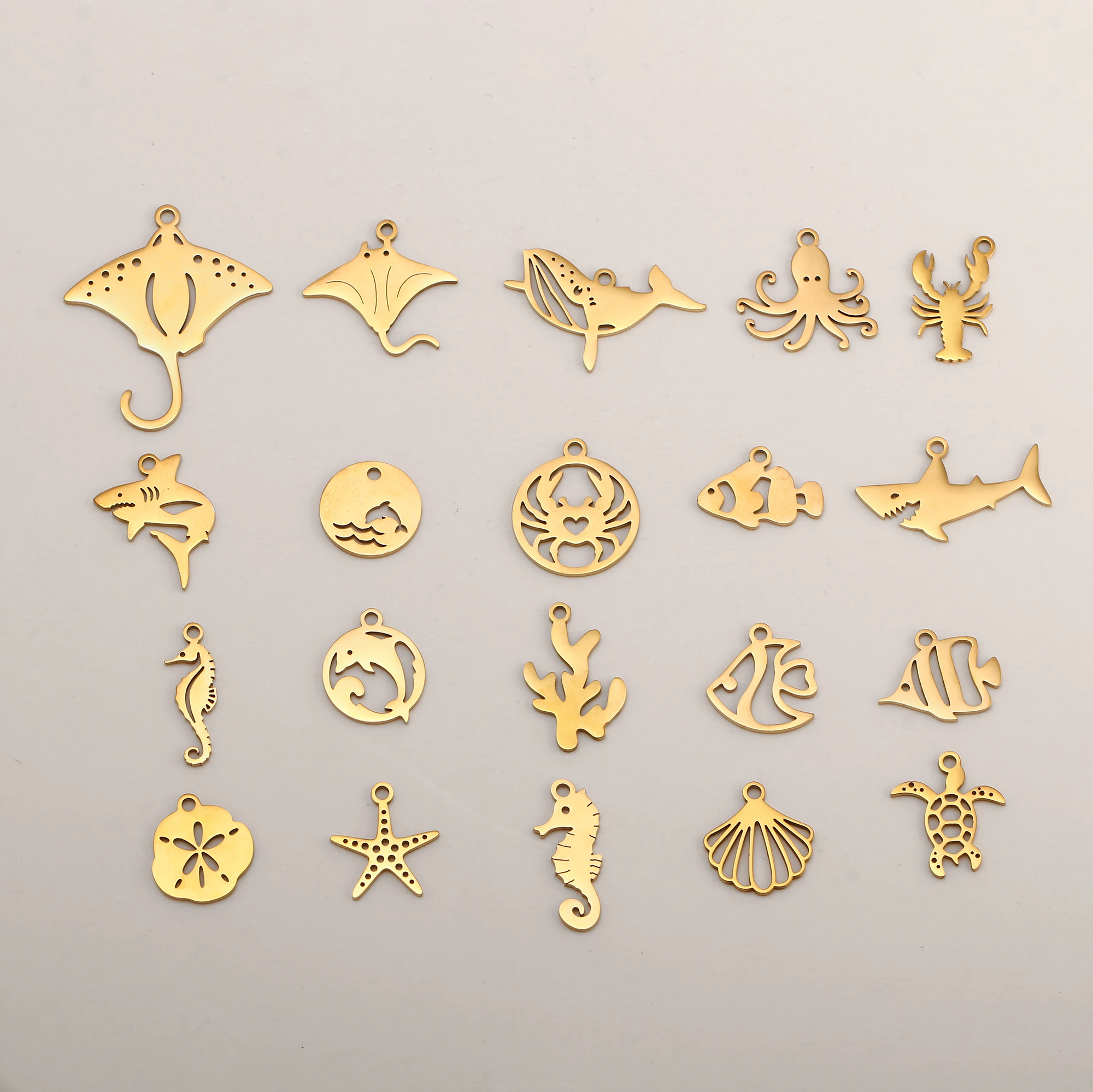 5 pçs tartaruga/concha/estrela do mar/baleia encantos requintado aço inoxidável mar animal pingente diy colar/pulseiras artesanato jóias fazendo