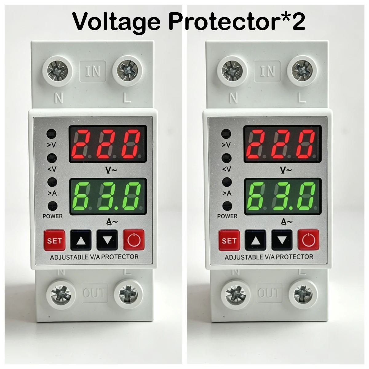 

Over and Under Voltage Protector,1-63A 2P AC 220V Adjustable,Automatic Restart After Voltage Recovery for Household Appliance