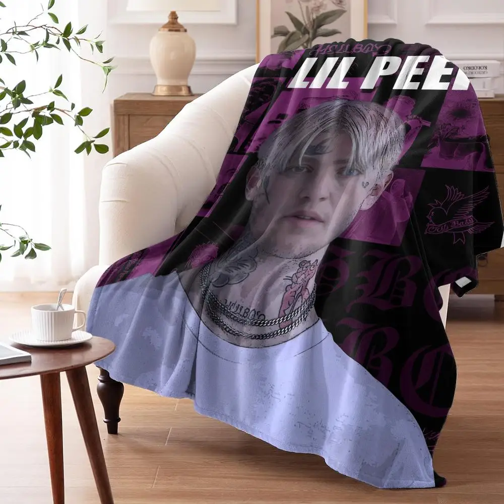 Rapper L-Lil Peep Throw 240G Lightweight Throw Blanket Soft Cozy Fleece Blanket for Sofa Bed Home Decor