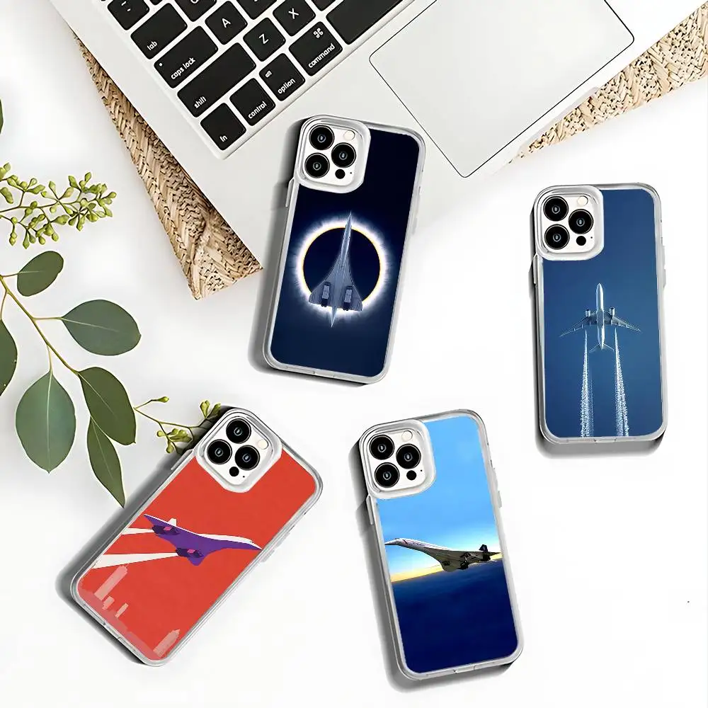 Concorde Air France Handyhülle für iPhone 17,16,15,14,13,12,11 Pro,Max,Plus,X,XS,XR,SE4,E Mini Transparent Soft Cover
