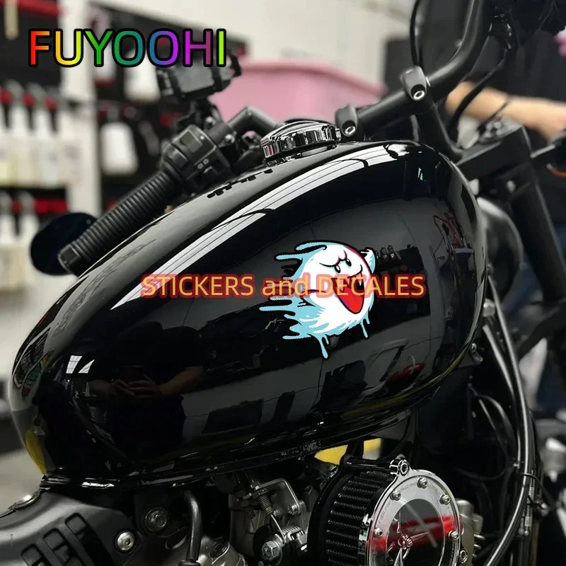 FUYOOHI ذوبان شبح اليسار واليمين دراجة نارية خوذة ملصقات موتوكروس الجسم المتسابق خزان الوقود الشارات سباق نافذة الديكور