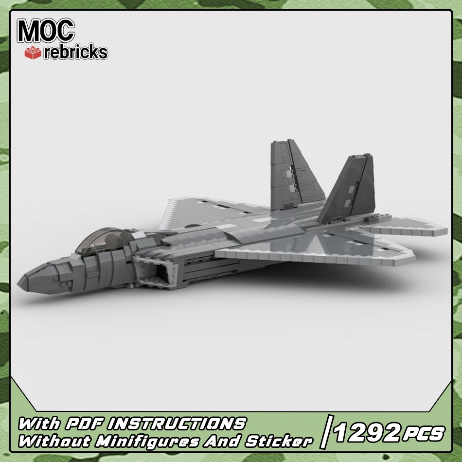 

MOC-84500 Military Series F-22 Raptor Fighter Building Block New Technology Strategic Aircraft Assembly Model Brick Toy Kid Gift
