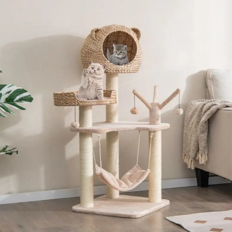 

Multi-Level Cat Tree with Condo Hammock and Rotatable Hanging Balls
