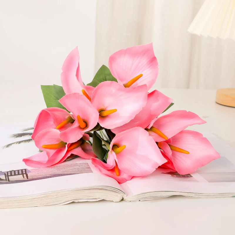 36CM Artificial Colorful Horseshoe Lotus Silk Flowers Wedding Supplies Bride Holding Bouquet Home Decoration Ornaments - view 3