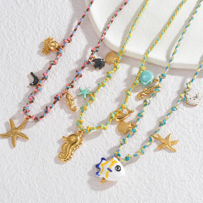 Tropische Fisch-Anhänger aus Edelstahl im Ozean-Stil, weiblich, personalisierte Mode-Halsketten, Charm-Schmuck, verblasst nicht – Detail 3