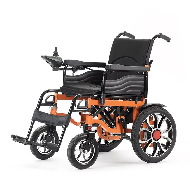 

Portable Steel Electric Scooter Hand-Push with Pedal and Handbrake Folding Wheelchair for Disabled Individuals